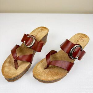 NEW Yokono Wedge Slides Leather Sandals